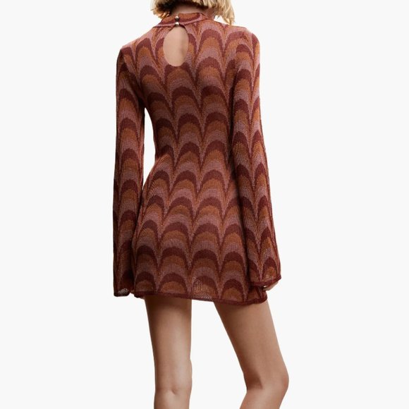 Metallic Long Sleeve 70s Knit Dress - Picture 2 of 6